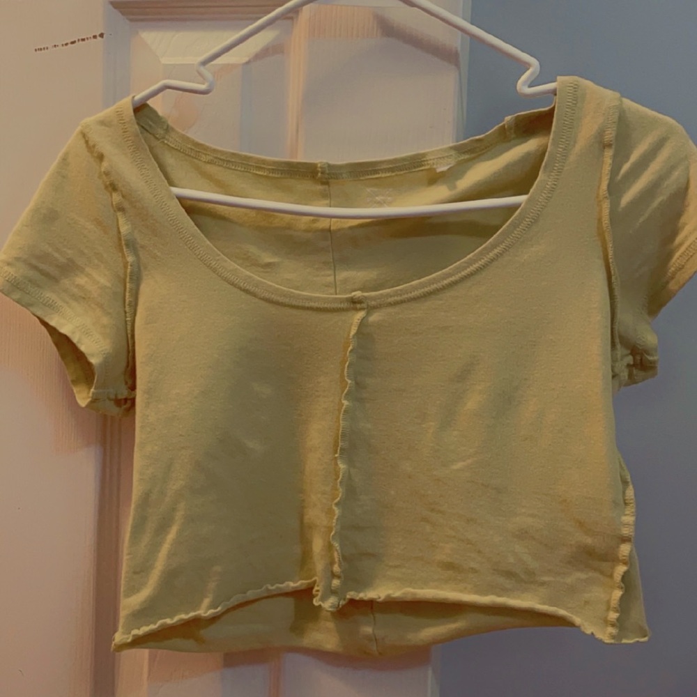 PacSun Basics Yellow Scoop Neck Crop Top Size S